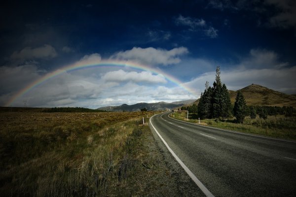 Landstraße, Idylle, Regenbogen